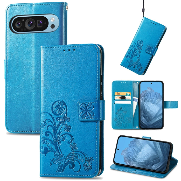Four-leaf Clasp Embossed Buckle Leather Phone Case, For Google Pixel 9 Pro XL, For Google Pixel 9, For Google Pixel 8a, For Google Pixel 8 Pro