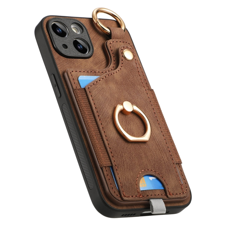 Retro Skin-feel Ring Card Bag Phone Case with Hang Loop, For iPhone XR, For iPhone XS Max, For iPhone 7 Plus / 8 Plus, For iPhone 6 Plus / 6s Plus