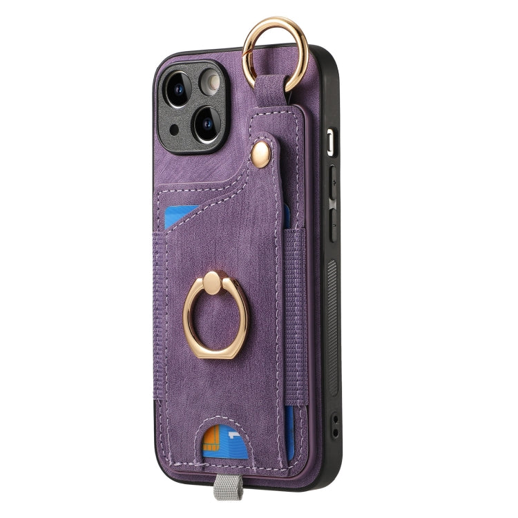 Retro Skin-feel Ring Card Bag Phone Case with Hang Loop, For iPhone 13, For iPhone 12, For iPhone 12 Pro Max, For iPhone 12 Pro