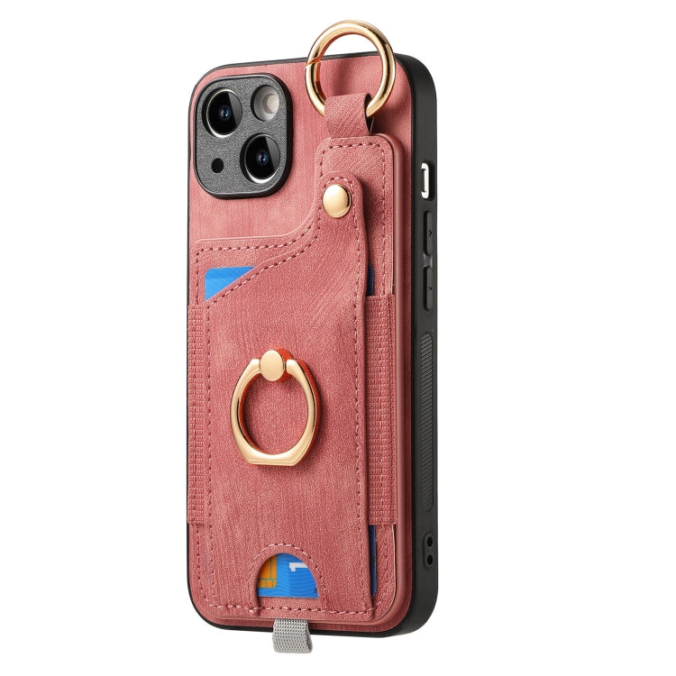 Retro Skin-feel Ring Card Bag Phone Case with Hang Loop, For iPhone 13, For iPhone 12, For iPhone 12 Pro Max, For iPhone 12 Pro