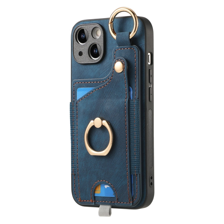 Retro Skin-feel Ring Card Bag Phone Case with Hang Loop, For iPhone 13, For iPhone 12, For iPhone 12 Pro Max, For iPhone 12 Pro