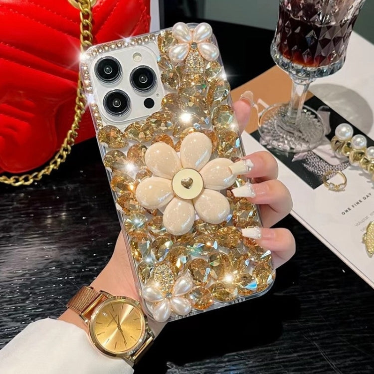 Sunflower Holder Hand-set Diamond PC Phone Case, For iPhone 15 Pro, For iPhone 15 Plus, For iPhone 15, For iPhone 14 Plus, For iPhone 14, For iPhone 14 Pro