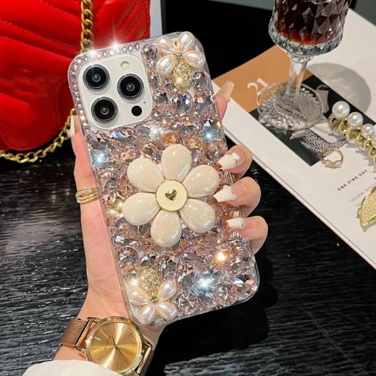 Sunflower Holder Hand-set Diamond PC Phone Case, For iPhone 15 Pro, For iPhone 15 Plus, For iPhone 15, For iPhone 14 Plus, For iPhone 14, For iPhone 14 Pro