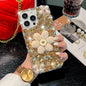 Sunflower Holder Hand-set Diamond PC Phone Case, For iPhone 15 Pro, For iPhone 15 Plus, For iPhone 15, For iPhone 14 Plus, For iPhone 14, For iPhone 14 Pro
