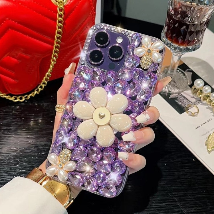 Sunflower Holder Hand-set Diamond PC Phone Case, For iPhone 15 Pro, For iPhone 15 Plus, For iPhone 15, For iPhone 14 Plus, For iPhone 14, For iPhone 14 Pro