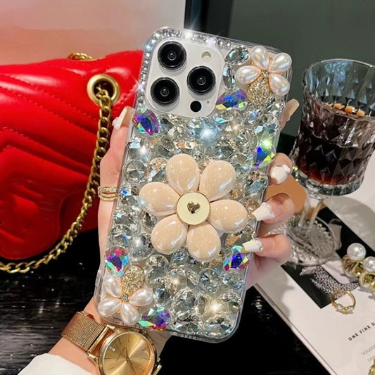 Sunflower Holder Hand-set Diamond PC Phone Case, For iPhone 14 Pro Max, For iPhone 13 Pro Max, For iPhone 13 Pro, For iPhone 13, For iPhone 13 mini, For iPhone 12
