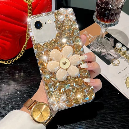 Sunflower Holder Hand-set Diamond PC Phone Case, For iPhone 12 Pro Max, For iPhone 12 Pro, For iPhone 12 mini, For iPhone 11 Pro Max, For iPhone 11, For iPhone 7 / 8