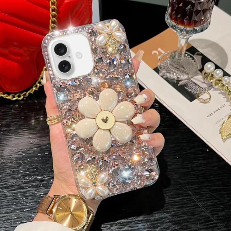 Sunflower Holder Hand-set Diamond PC Phone Case, For iPhone 17e / 16e, For iPhone 16 Pro Max, For iPhone 16 Pro, For iPhone 16 Plus, For iPhone 16, For iPhone 15 Pro Max