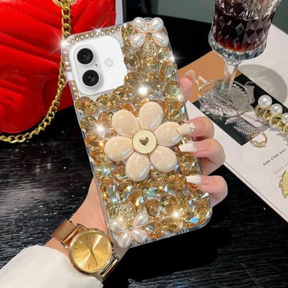 Sunflower Holder Hand-set Diamond PC Phone Case, For iPhone 17e / 16e, For iPhone 16 Pro Max, For iPhone 16 Pro, For iPhone 16 Plus, For iPhone 16, For iPhone 15 Pro Max