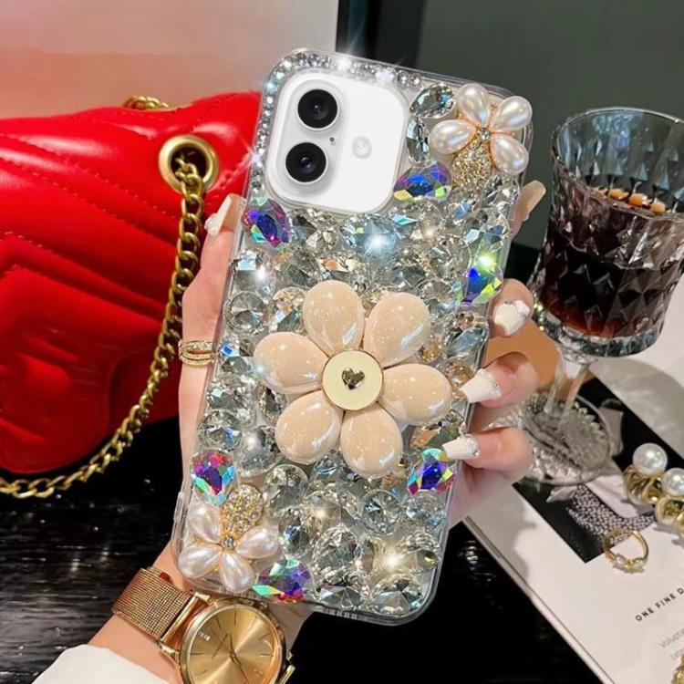Sunflower Holder Hand-set Diamond PC Phone Case, For iPhone 17e / 16e, For iPhone 16 Pro Max, For iPhone 16 Pro, For iPhone 16 Plus, For iPhone 16, For iPhone 15 Pro Max