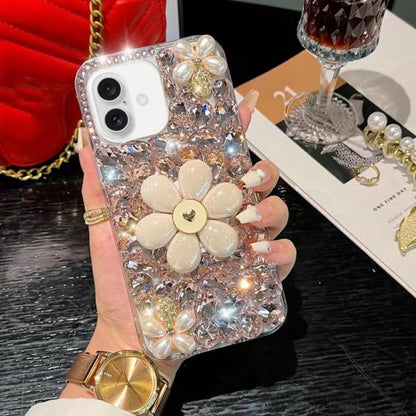Sunflower Holder Hand-set Diamond PC Phone Case, For iPhone 17e / 16e, For iPhone 16 Pro Max, For iPhone 16 Pro, For iPhone 16 Plus, For iPhone 16, For iPhone 15 Pro Max