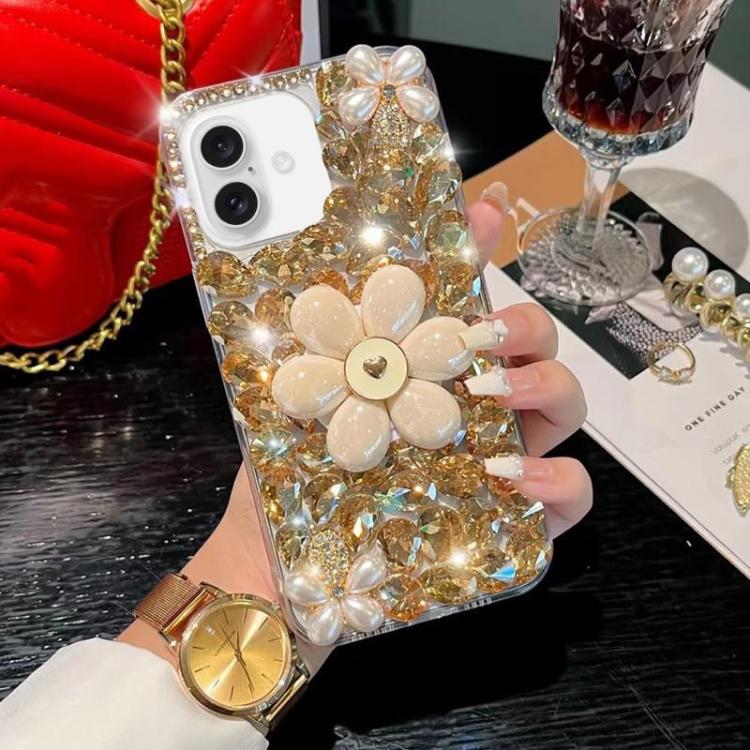 Sunflower Holder Hand-set Diamond PC Phone Case, For iPhone 17e / 16e, For iPhone 16 Pro Max, For iPhone 16 Pro, For iPhone 16 Plus, For iPhone 16, For iPhone 15 Pro Max