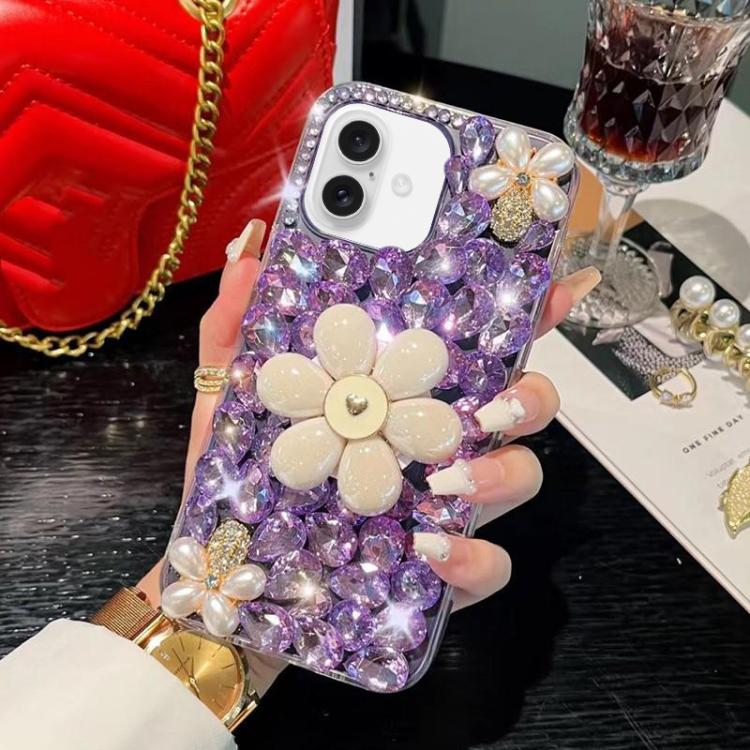 Sunflower Holder Hand-set Diamond PC Phone Case, For iPhone 17e / 16e, For iPhone 16 Pro Max, For iPhone 16 Pro, For iPhone 16 Plus, For iPhone 16, For iPhone 15 Pro Max