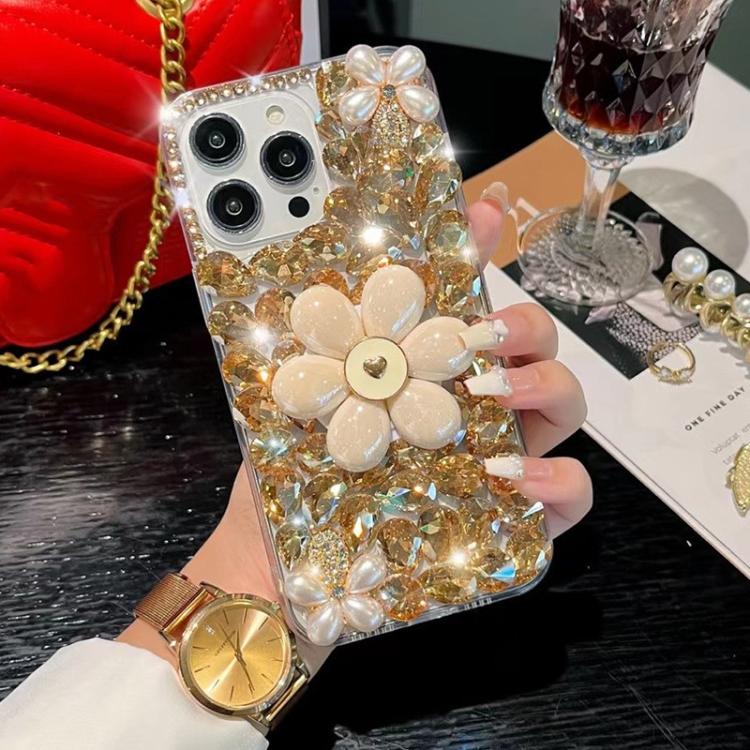 Sunflower Holder Hand-set Diamond PC Phone Case, For iPhone 17e / 16e, For iPhone 16 Pro Max, For iPhone 16 Pro, For iPhone 16 Plus, For iPhone 16, For iPhone 15 Pro Max