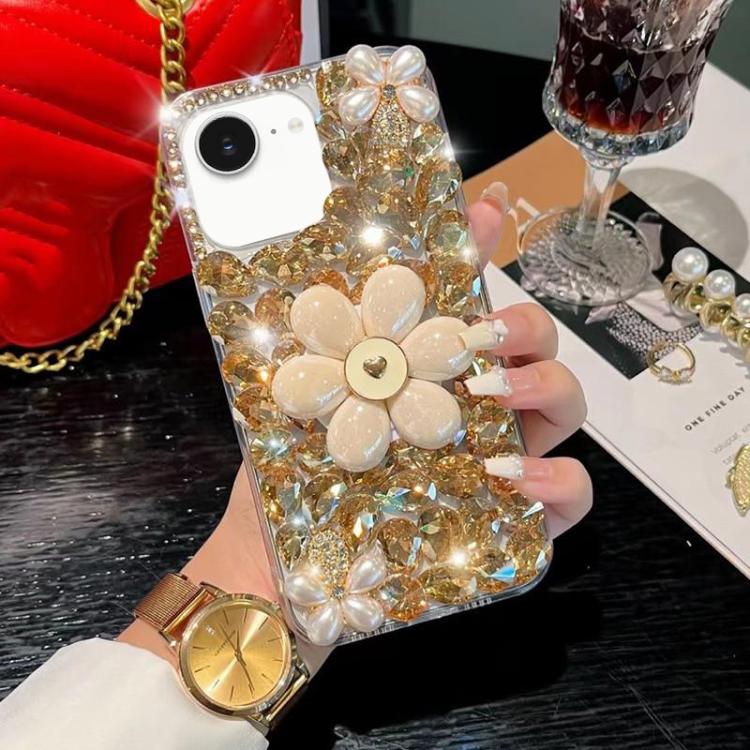 Sunflower Holder Hand-set Diamond PC Phone Case, For iPhone 17e / 16e, For iPhone 16 Pro Max, For iPhone 16 Pro, For iPhone 16 Plus, For iPhone 16, For iPhone 15 Pro Max