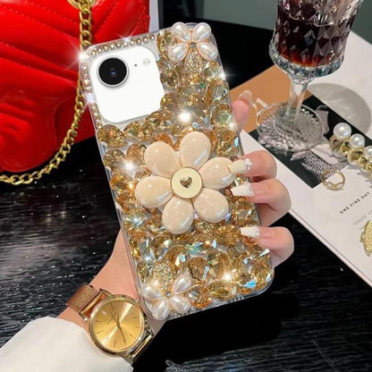 Sunflower Holder Hand-set Diamond PC Phone Case, For iPhone 17e / 16e, For iPhone 16 Pro Max, For iPhone 16 Pro, For iPhone 16 Plus, For iPhone 16, For iPhone 15 Pro Max