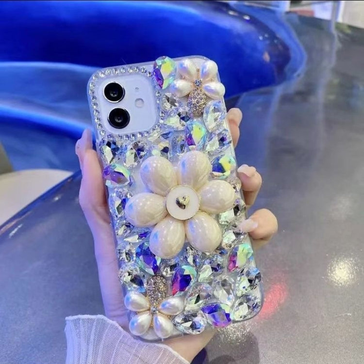 Sunflower Holder Hand-set Diamond PC Phone Case, For iPhone 15 Pro, For iPhone 15 Plus, For iPhone 15, For iPhone 14 Plus, For iPhone 14, For iPhone 14 Pro
