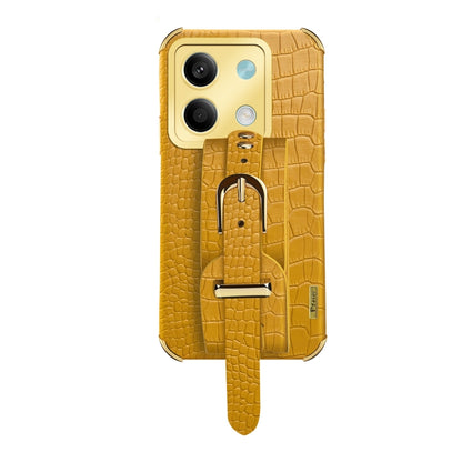 Electroplated Wrist Strap Crocodile Leather Back Phone Case