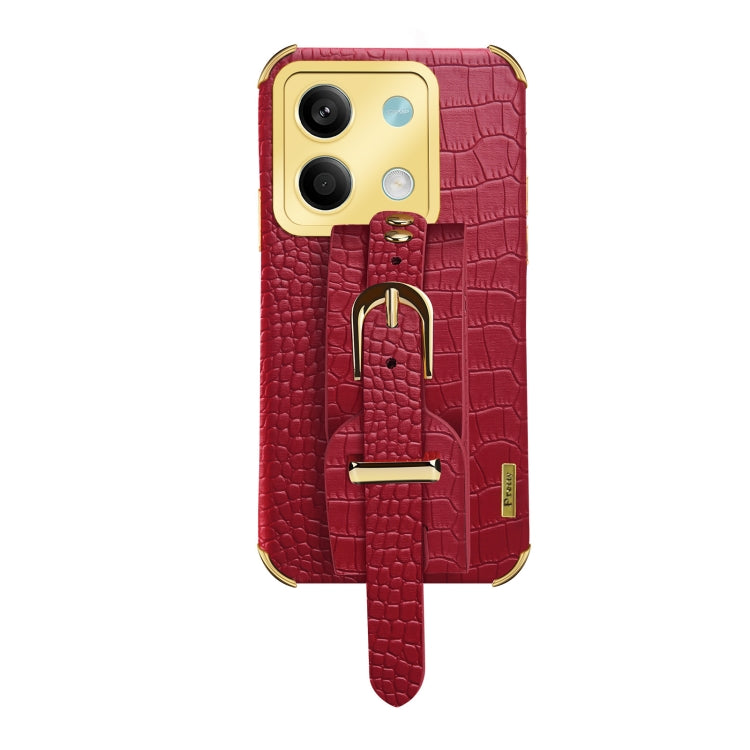 Electroplated Wrist Strap Crocodile Leather Back Phone Case