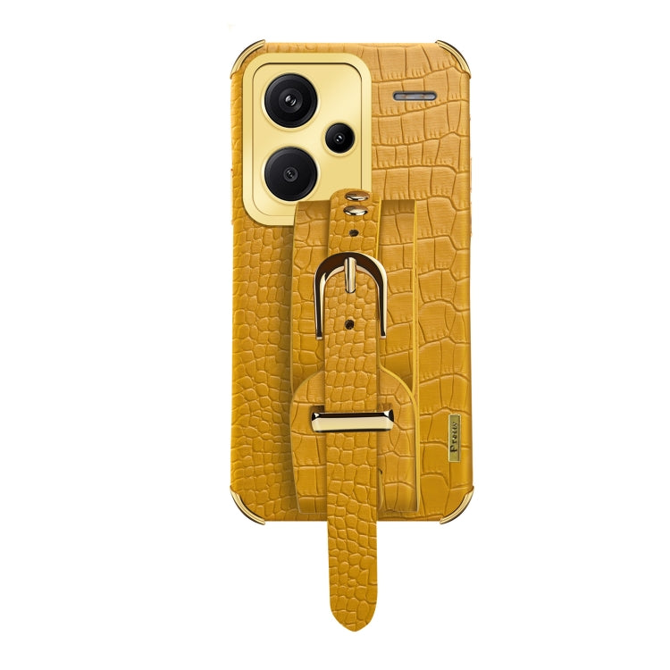 Electroplated Wrist Strap Crocodile Leather Back Phone Case