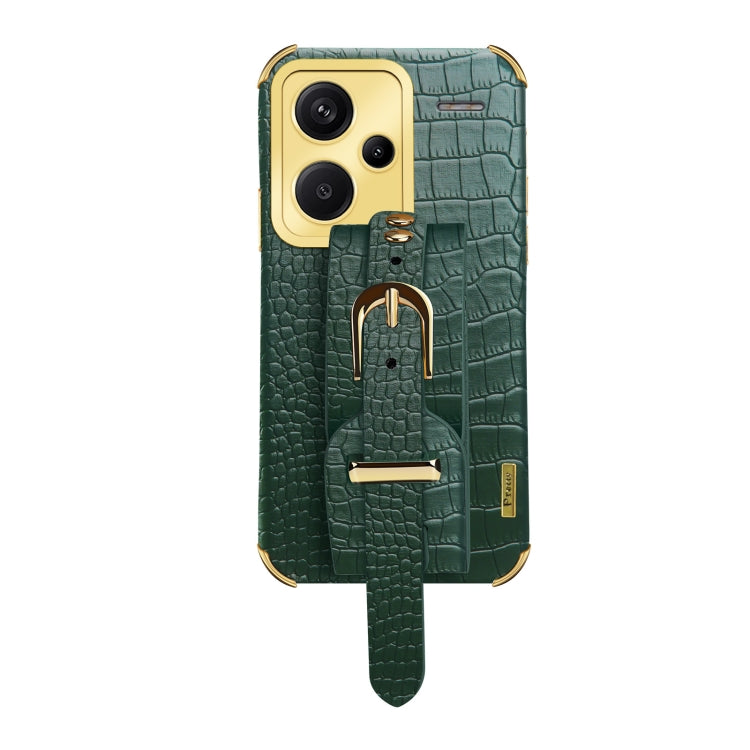 Electroplated Wrist Strap Crocodile Leather Back Phone Case