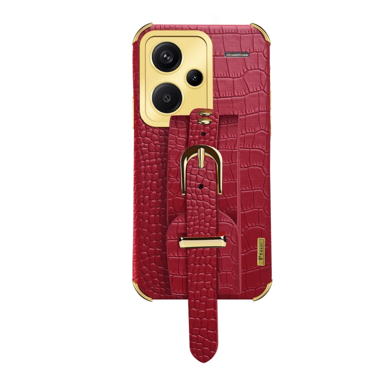 Electroplated Wrist Strap Crocodile Leather Back Phone Case