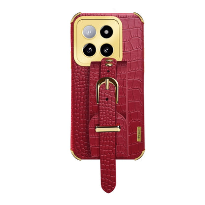 Electroplated Wrist Strap Crocodile Leather Back Phone Case