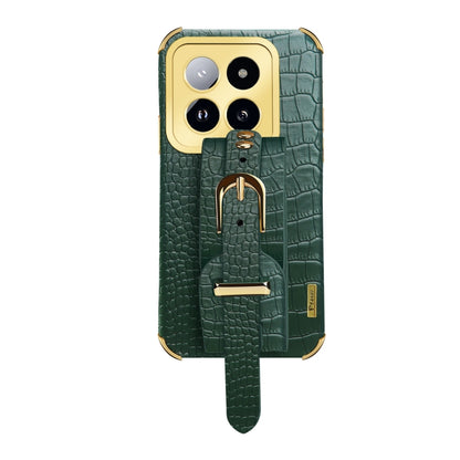 Electroplated Wrist Strap Crocodile Leather Back Phone Case