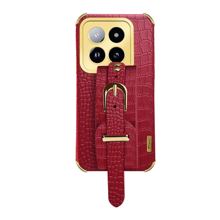 Electroplated Wrist Strap Crocodile Leather Back Phone Case