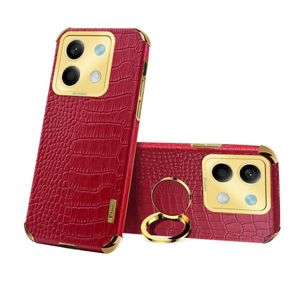 6D Electroplating Crocodile Texture Leather Back Phone Case with Holder