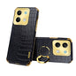 6D Electroplating Crocodile Texture Leather Back Phone Case with Holder