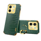 6D Electroplating Crocodile Texture Leather Back Phone Case with Holder