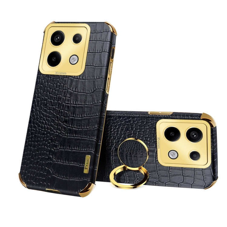 6D Electroplating Crocodile Texture Leather Back Phone Case with Holder