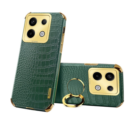 6D Electroplating Crocodile Texture Leather Back Phone Case with Holder