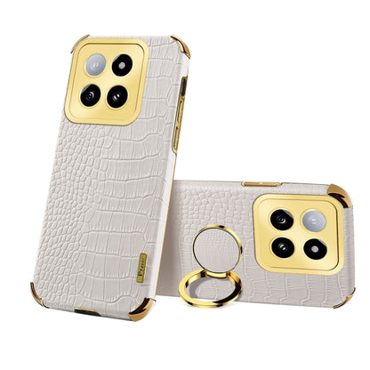 6D Electroplating Crocodile Texture Leather Back Phone Case with Holder