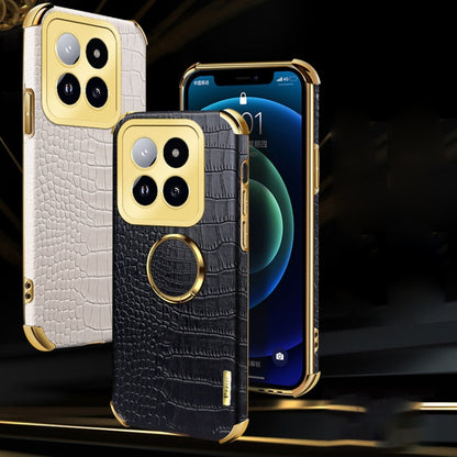 6D Electroplating Crocodile Texture Leather Back Phone Case with Holder