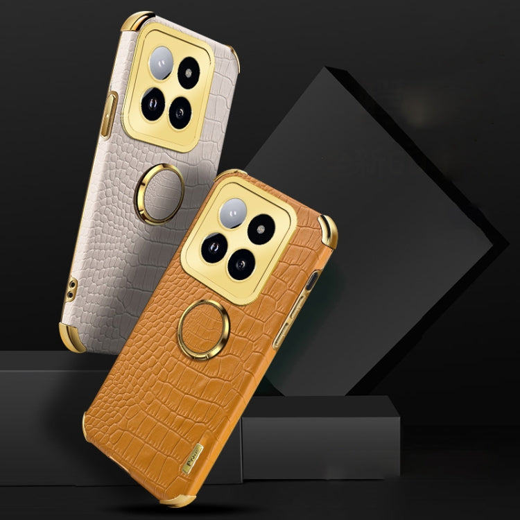 6D Electroplating Crocodile Texture Leather Back Phone Case with Holder