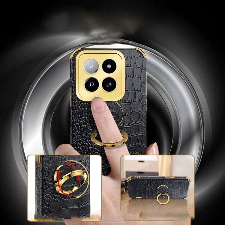 6D Electroplating Crocodile Texture Leather Back Phone Case with Holder