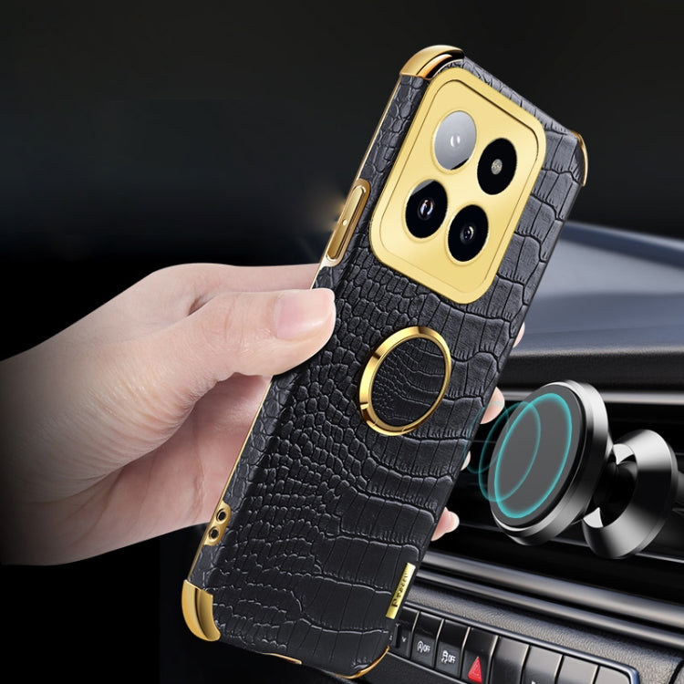 6D Electroplating Crocodile Texture Leather Back Phone Case with Holder