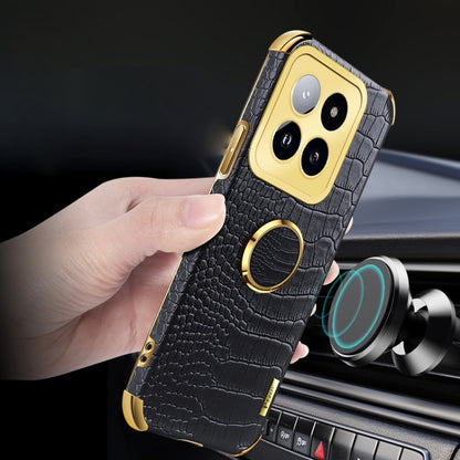 6D Electroplating Crocodile Texture Leather Back Phone Case with Holder