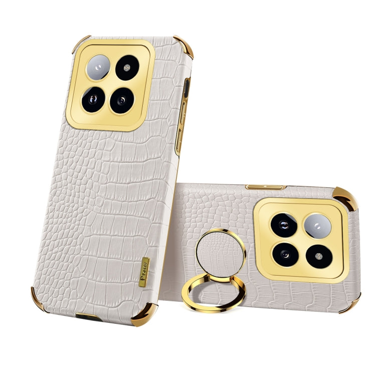 6D Electroplating Crocodile Texture Leather Back Phone Case with Holder