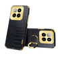 6D Electroplating Crocodile Texture Leather Back Phone Case with Holder