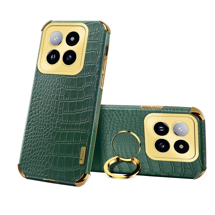 6D Electroplating Crocodile Texture Leather Back Phone Case with Holder