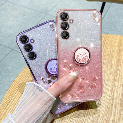 Gradient Glitter Immortal Flower Ring All-inclusive Phone Case