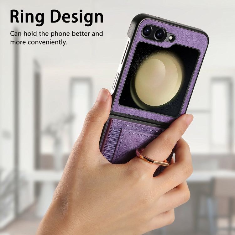 Retro Skin-feel Ring Multi-card Wallet Phone Case, For Samsung Galaxy Z Flip6 / Flip7 FE, For Samsung Galaxy Z Flip4