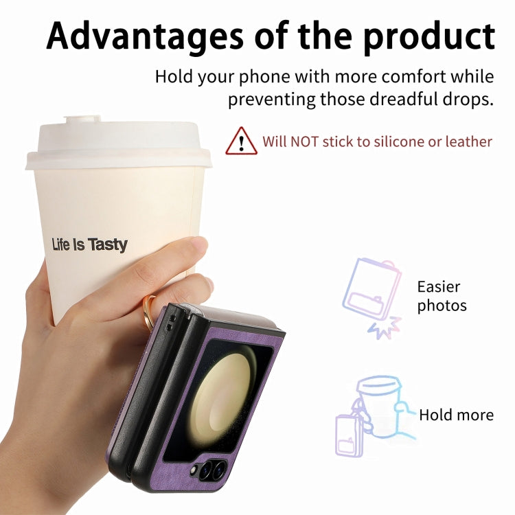 Retro Skin-feel Ring Multi-card Wallet Phone Case, For Samsung Galaxy Z Flip6 / Flip7 FE, For Samsung Galaxy Z Flip4