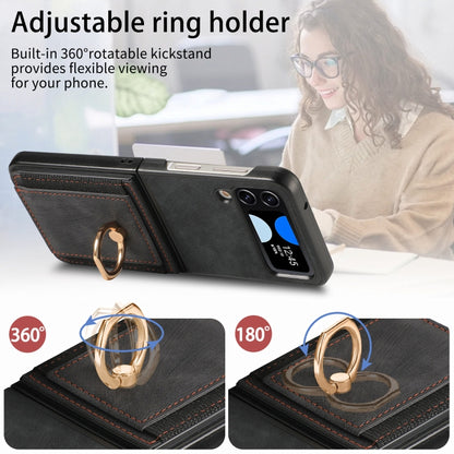 Retro Skin-feel Ring Card Bag Phone Case, For Galaxy Z Flip4
