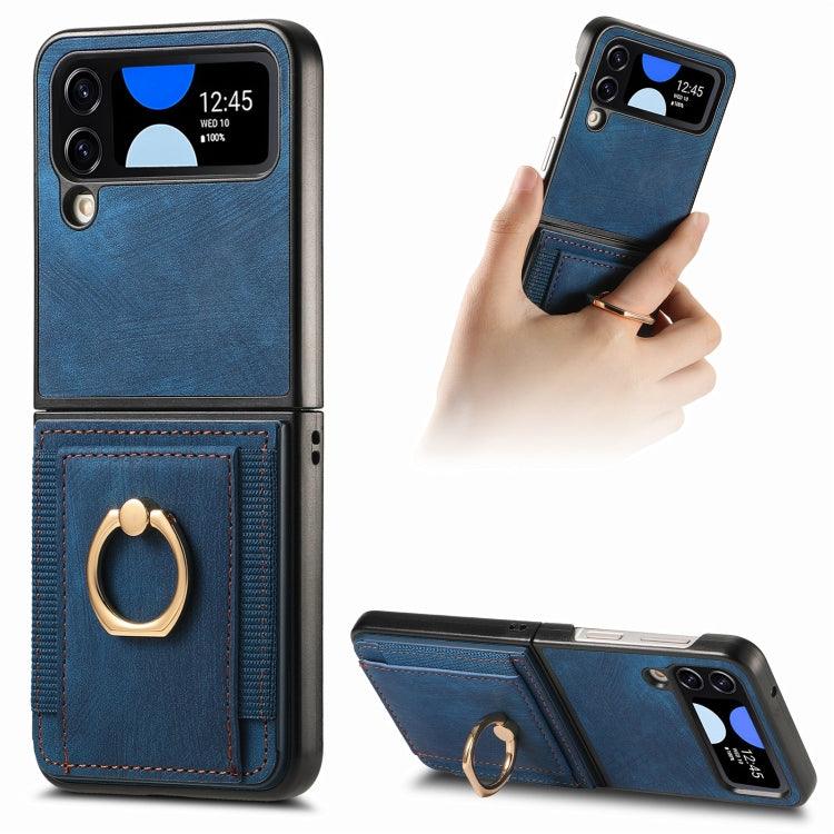 Retro Skin-feel Ring Card Bag Phone Case, For Samsung Galaxy Z Flip7 5G, For Samsung Galaxy Z Flip6 / Flip7 FE, For Samsung Galaxy Z Flip5, For Samsung Galaxy Z Flip4