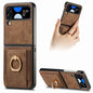Retro Skin-feel Ring Card Bag Phone Case, For Galaxy Z Flip4