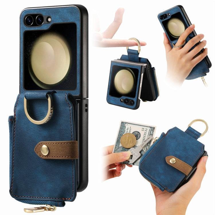 Retro Ring Vertical Zipper Wallet Phone Case